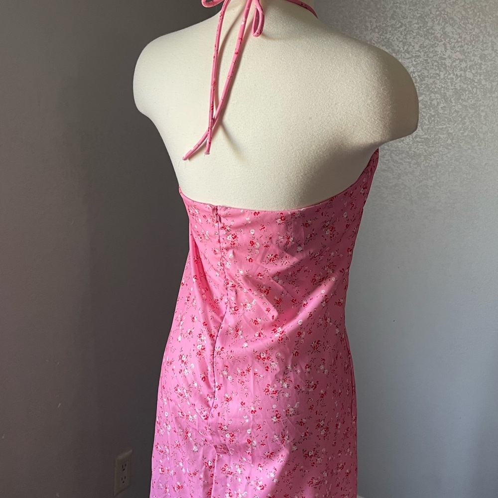 Strapless Pink Floral Dress - Picture 4 of 5